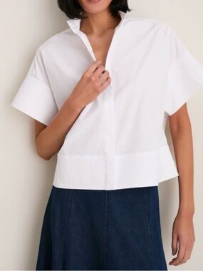 Tuckernuck NWT White Trapunto Stitch Sofia Shirt size medium